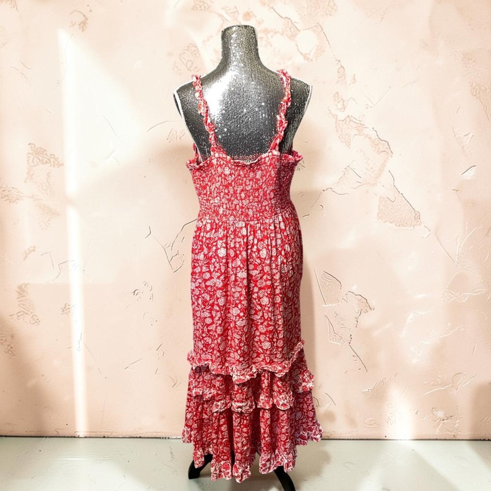 Universal Thread‎ Red Floral Tiered Maxi Dress XL Cottagecore Boho Prairie Flowy - Picture 2 of 7